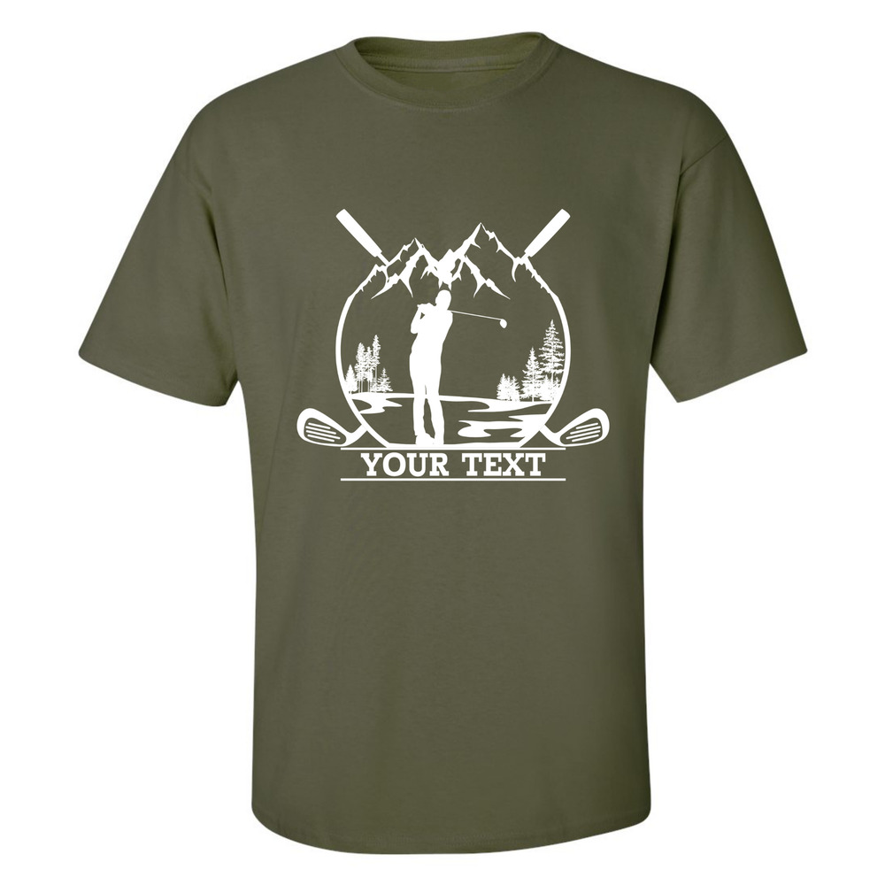 Personalized Golfer in Nature Scenery Silhouette Art Custom Text T-Shirt
